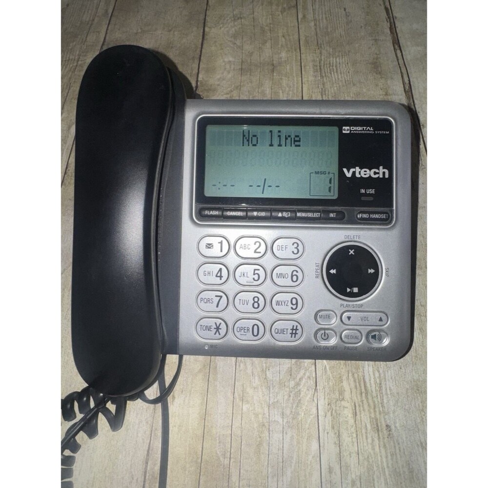 VTech CS6649 Corded Telephone w/ Digital Answering, Caller ID, Silver/Black